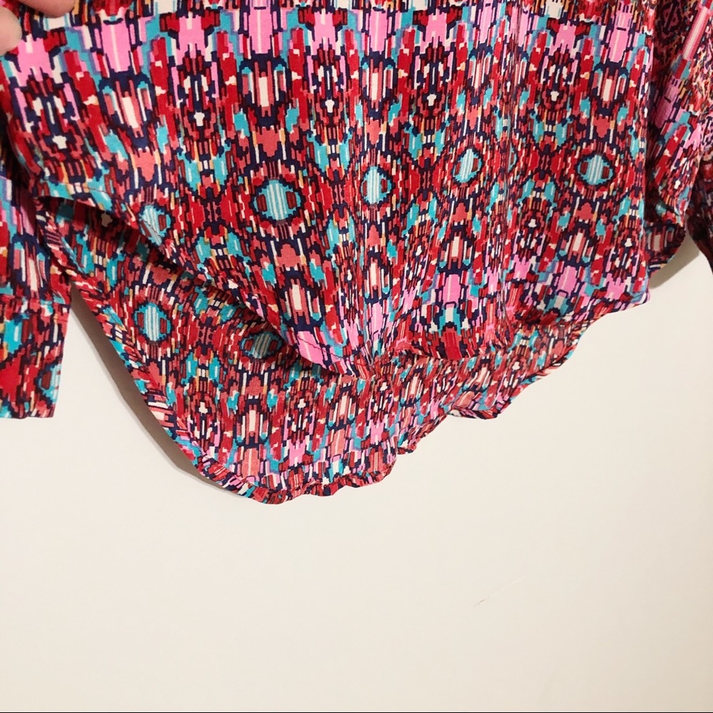 Tolani‎ Aztec Print Silk High-Low Tunic - Picture 4 of 7